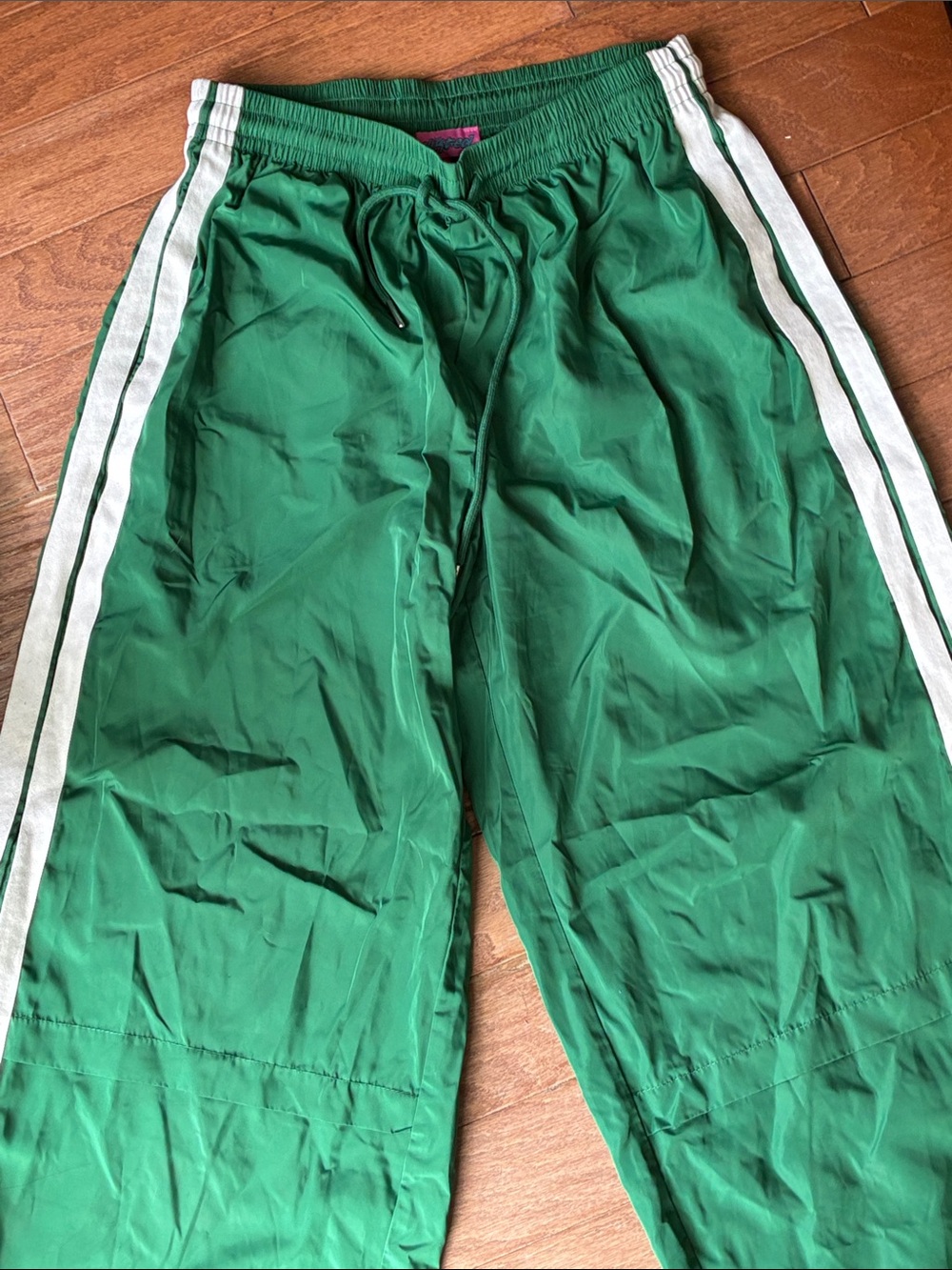 Kids Green Jogger Pants with White Side Stripes
